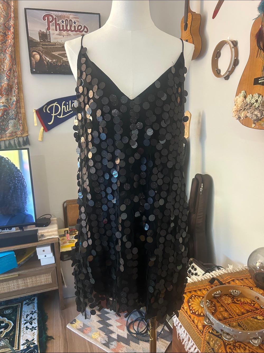 Divided by H&M Black Sequin Slip Dress